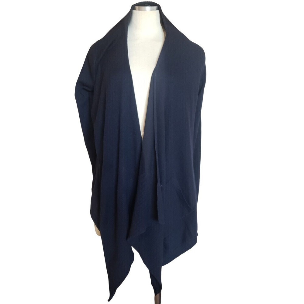 Banana Republic Cardigan Sweater Womens S Wool Long Black Sleeve Pockets